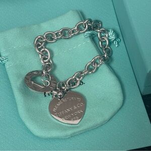 Tiffany & Co. Silver Chain Bracelet with Heart Tag